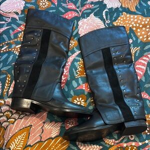 Free People Lola Tall Boot - Black size 8 Studded Knee-High Boots